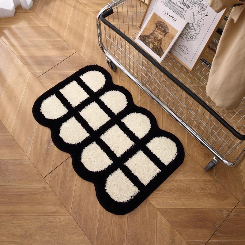Zwart-wit liefde vloermat ins stijl badkamer absorberende voetmat tapijt verdikt pluche antislip sneldrogend badkamermat 40x60cm15.7x23.6in