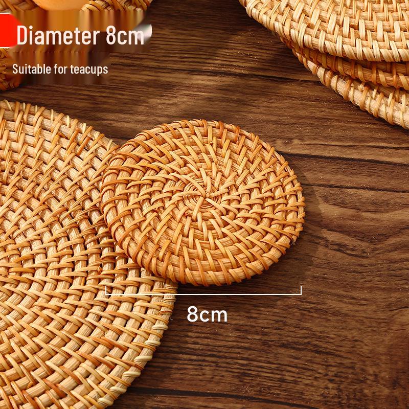 Rattan Heat-Resistant Insulation Mat for Pots, Bowls, Plates, Coasters, Teapots, and Casseroles
