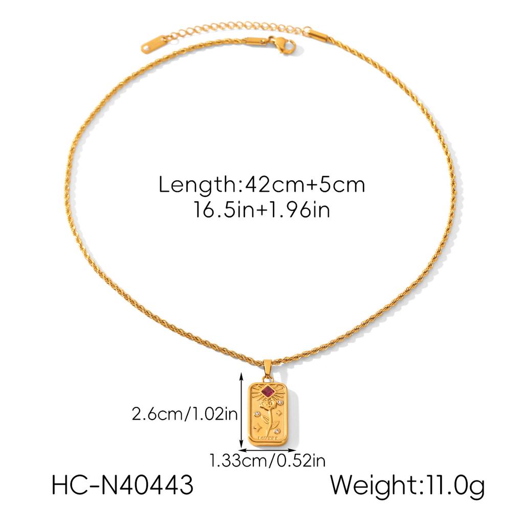Tarot 3D Relief Diamond-encrusted Eight-pointed Star Pendant Necklace Flower Sun God Stainless Steel Jewelry