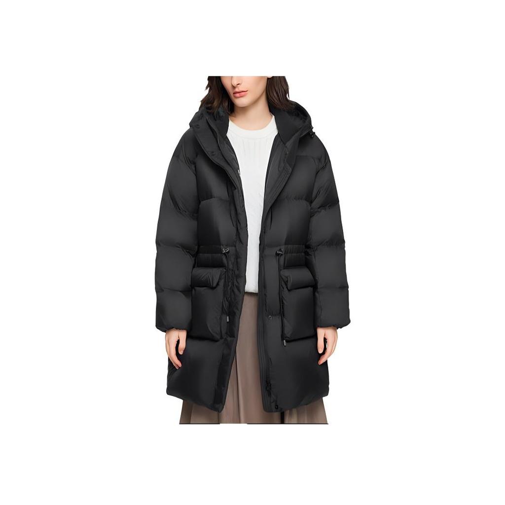 Skechers Fashionable Versatile Comfortable Warm Hooded Down Jacket Women Outerwear Carbon-Black L424W165-0018