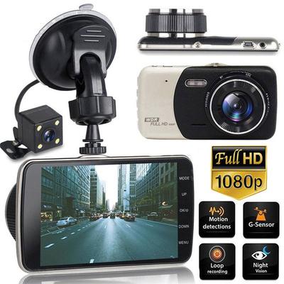 4 Inch Screen Car Camera, 170° Wide Angle G-sensor Motion Sensor Night Vision Car Mount Dashboar Camera Parking Monitor Car Dashcam with Rear Camera