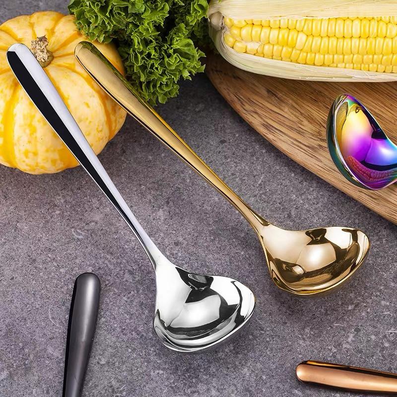 1Pcs 304 Stainless Steel Soup Spoon Soup Spoon Rice Spoon Long Handle Thickened Big Head Cutlery Household Kitchen Set Soup Spoo