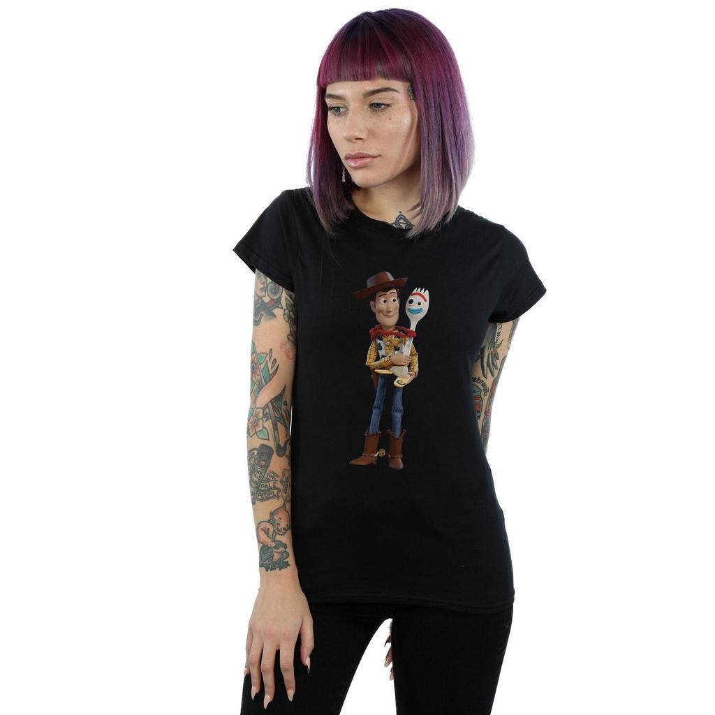 Disney Womens/Ladies Toy Story 4 Woody And Forky Cotton T-Shirt