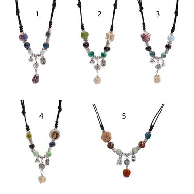 Etnische Stijl Keramische Kralen Ketting Verstelbare Maat Handgemaakte Choker Boheemse Hanger Trui Ketting Unieke Sieraden