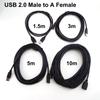 1.5/3/5m Black USB 2.0 Male To Type A Female Extension Extender Connector Power Data Transmission M/F Adapter Cable Wire Lead