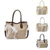 Grass Weave Bucket Bag For Women Summer Casual Handheld With Zipper Closure