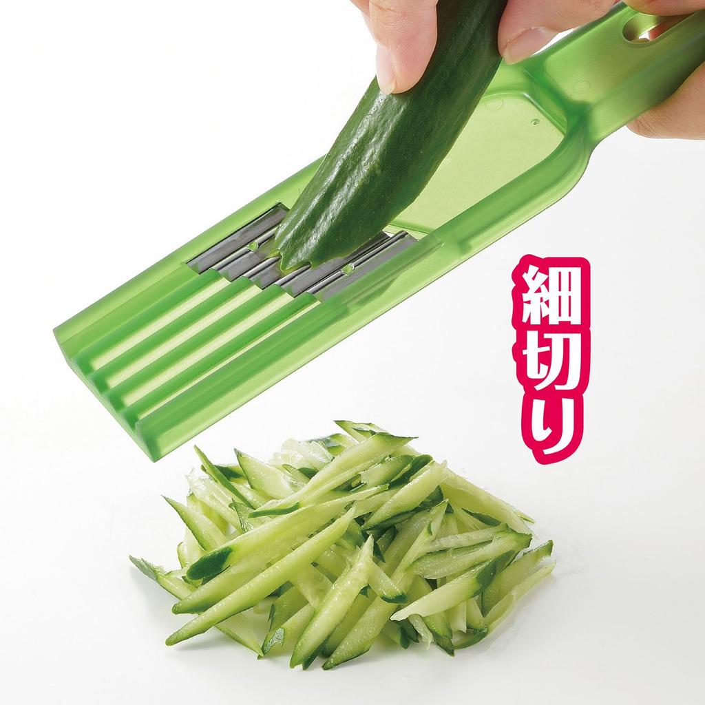 Akebono Sangyo Slicer Enjoy 3 Types of Cuts of Cucumbers Wave Slice Waffle Slice Thinly Sliced Cucumber Wave Slicer Green X 15 X 25cm CH-2062 11.5
