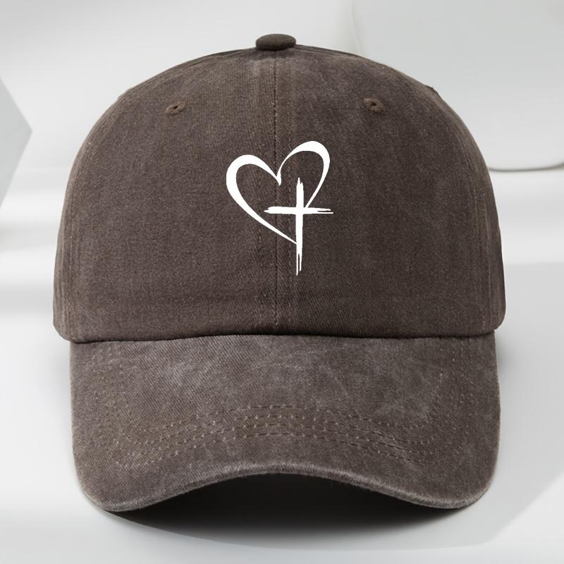 Love Cross Printed Baseball Cap Fashionable Outdoor Leisure Sports Sun Hat Washed Retro Soft Top Comfortable Peaked Cap