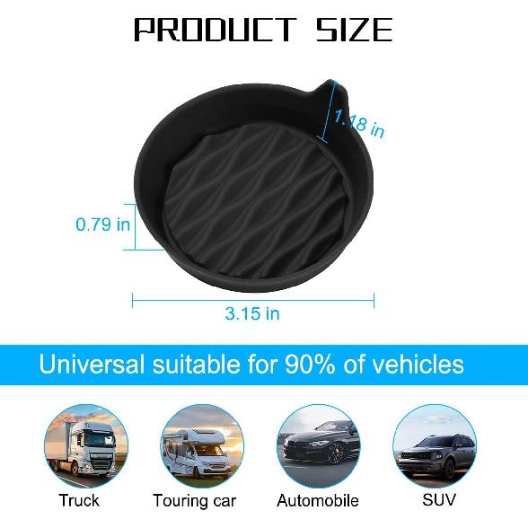 Car Cup Holder Coaster, 4PCS Silicone Non-Slip Vehicle Cup Holder ert Mat, Sift-Proof Spill Recessed Embedded in Bottle Protection Pad, Universal
