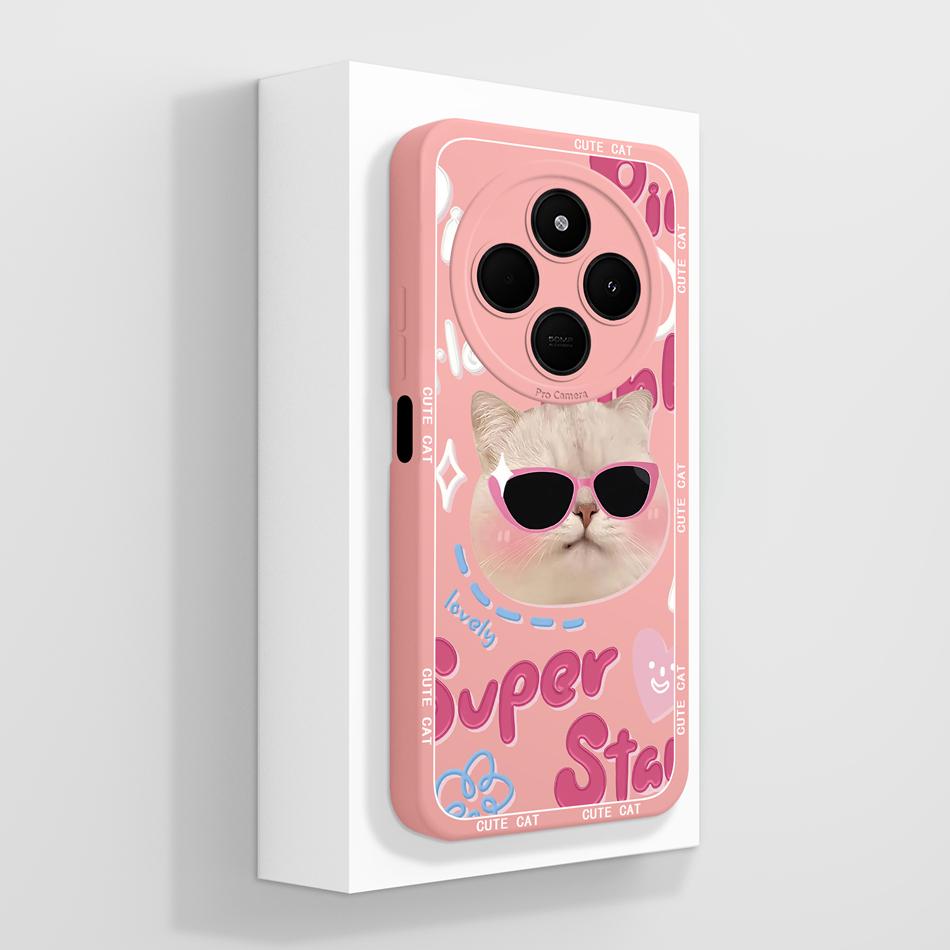 Per Custodia Telefono POCO C75 Carino Cuore Gatto Morbido Silicone Liquido Cover Posteriore Per Xiaomi Poco C 75 Protezione Completa Anti Caduta Funda Capa