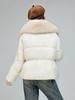 Women’s Short Big Fur Lapel Drawstring Warm Winter Jacket