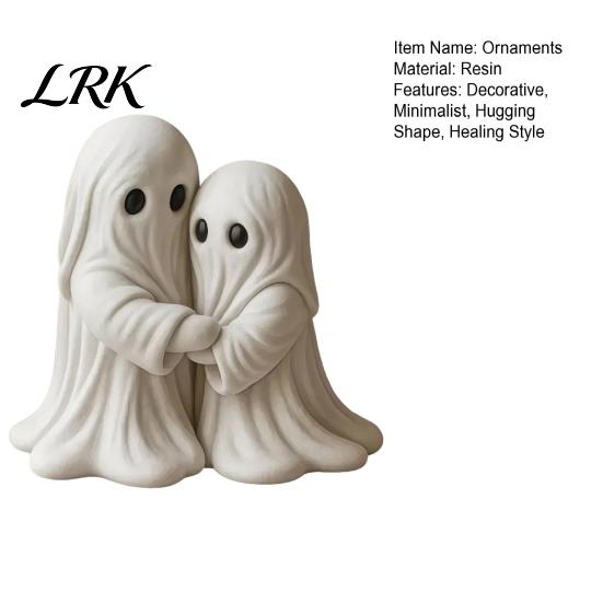 Lightweight Resin Sculpture Halloween Hugging Ghost Statue, Table Ornament, Cute Healing Statue Interactive Gesture Decor Desktop Decoration,