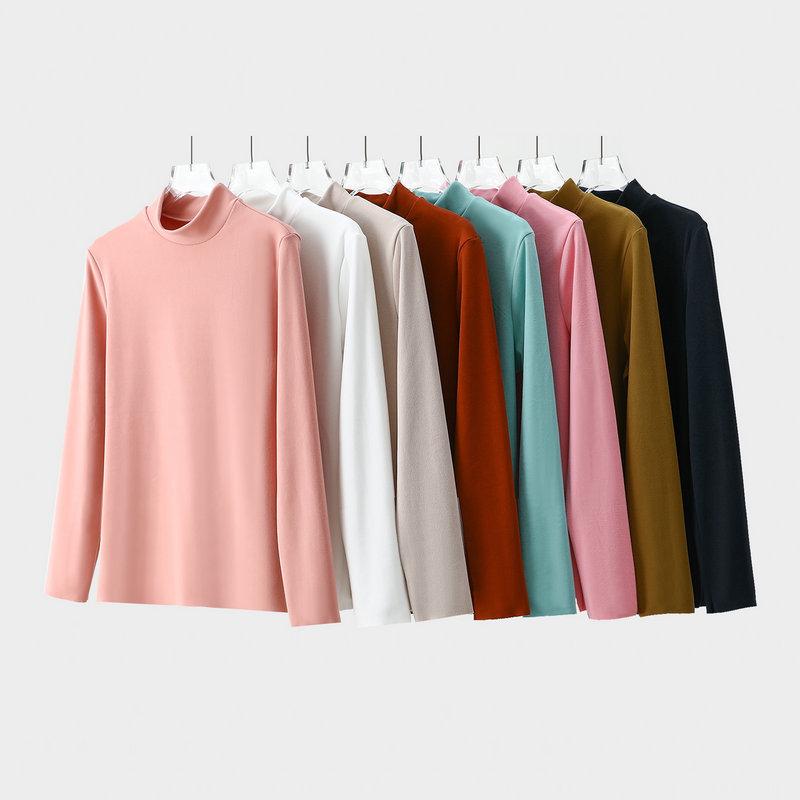 Women's Thermal Velvet Long-Sleeve Turtleneck Top for Fall/Winter