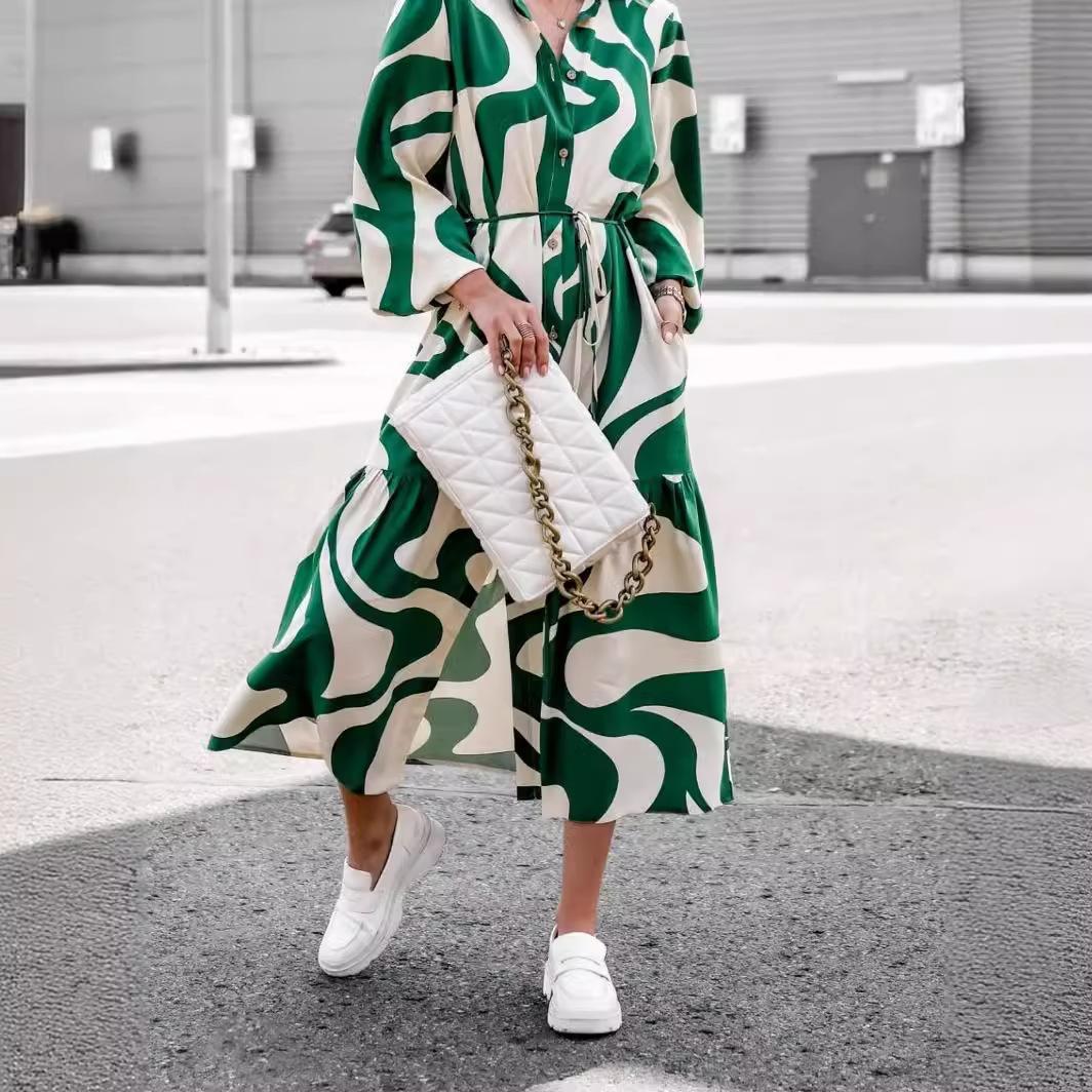 Autumn and winter women s clothing new 2026 fashion loose single-breasted long-sleeved long dress dress women S