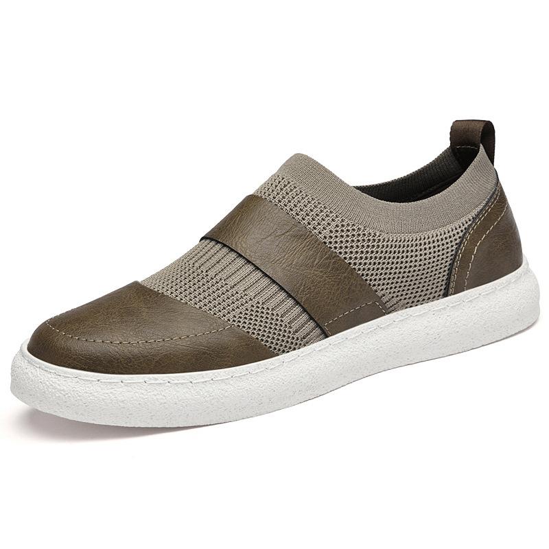 

Men s shoes fly-woven mesh cloth loafers one-pedal inner height-increasing board shoes splicing socks shoes spring and summer casual shoes 44