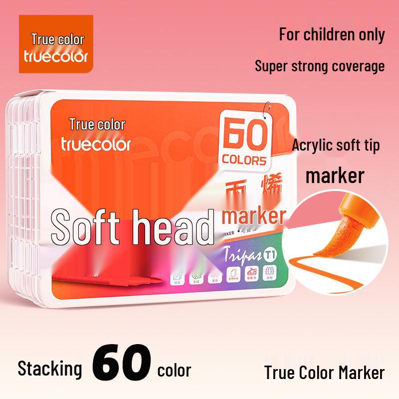 Washable Soft-Tip Acrylic Markers – Blendable, Non-Bleeding, Perfect for Student Art & Painting, Includes Paint Brushes.