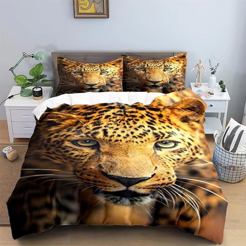 Leopard Duvet Cover Set Twin King Size African Safari Animal Bedding Set Jungle Wildlife Comforter Cover Cheetah Quilt Cover