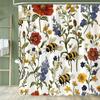Vintage Botanischer Druck Blumiger Duschvorhang, Badezimmer Dekorativer Blumen Duschvorhang, Wasserdichter Duschvorhang Mit Haken