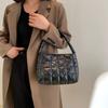 Soft Down Cotton Tote Bag Embroidered Puffy Bag Leisure Cotton-padded Handbag  Unisex