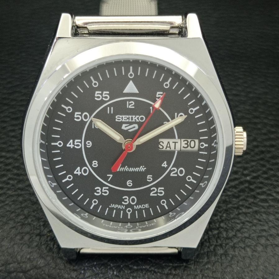 REFURBISHED VINTAGE SEIKO 5 AUTO 6309A JAPAN MENS BLACK WATCH 571b-a266352-10