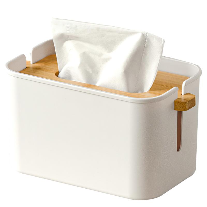 

Rectangular Napkin Box with Wooden Lid Hotel Towel Hanger Handle for Guest Dining Napkin Box | Napkin Box