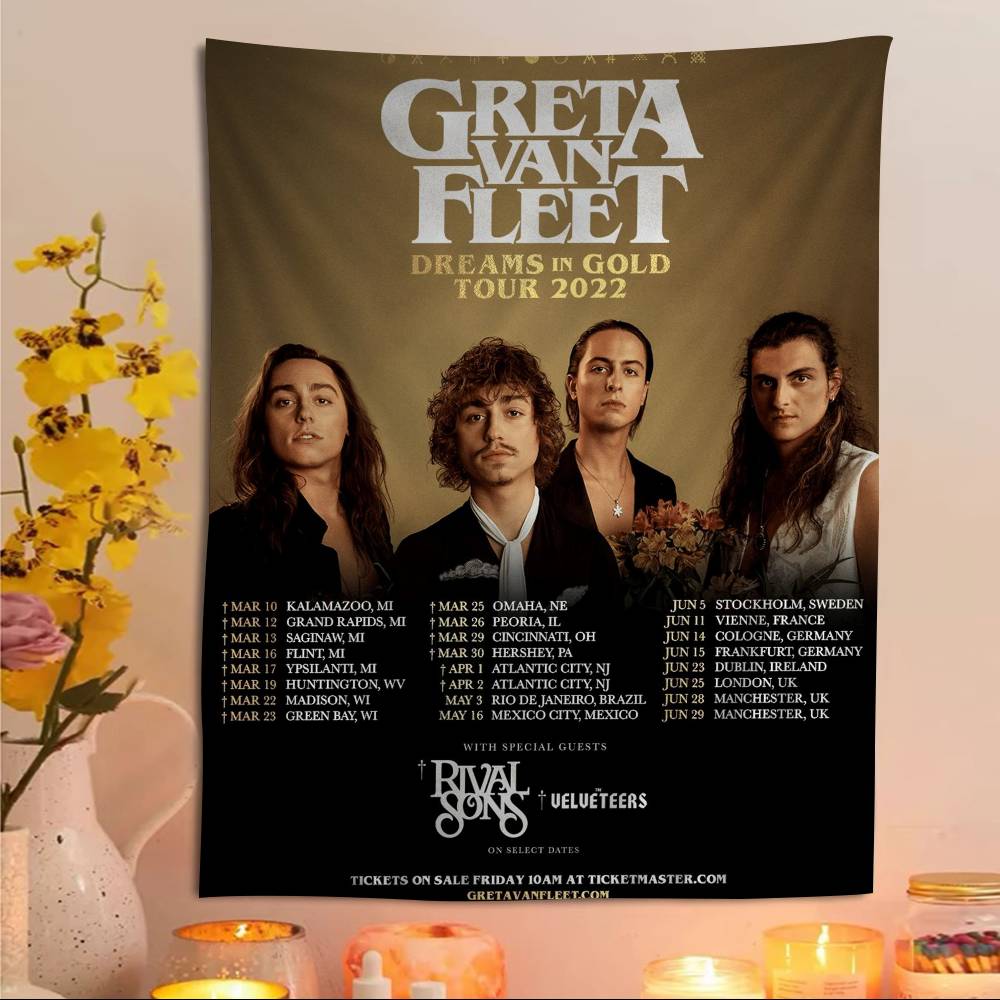 Greta Van Fleet Band Rock Cartone Animato Arazzo Arte Fantascienza Stanza Arredamento Casa Arte Arredamento Casa
