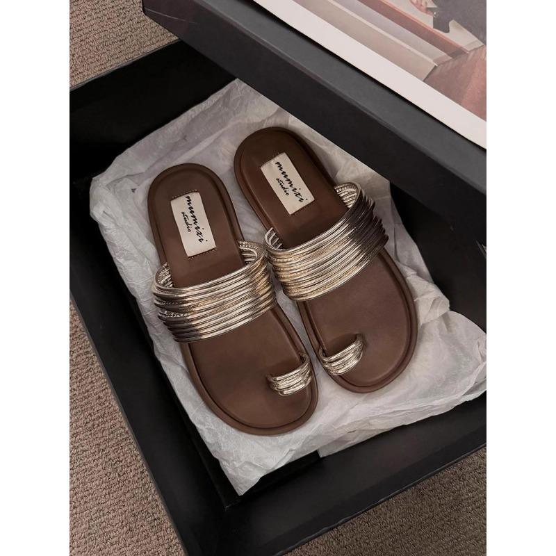 Niche design set toe cool slippers women's summer wear new with skirt seaside flat sandals