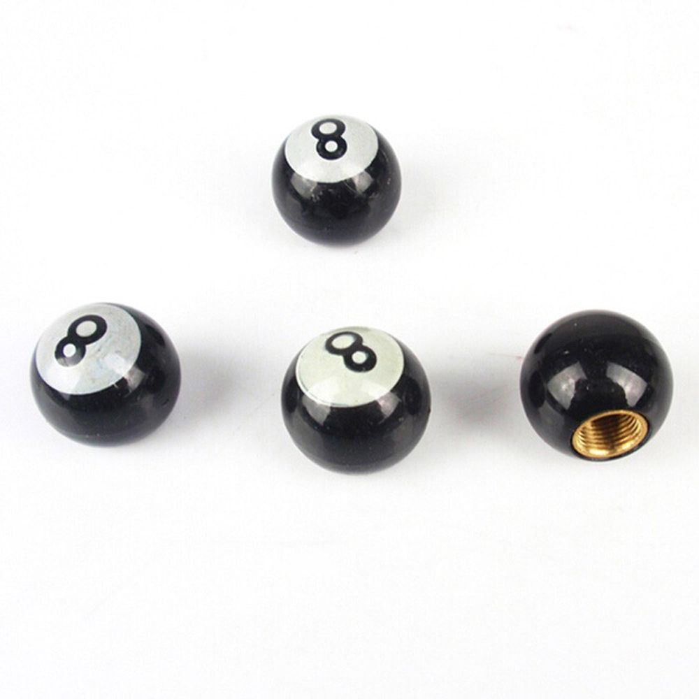 8 Ball" Dustproof Rustproof Wheel Rims Dust Cover Wheel Caps Valve Stem Caps Tyre Stem Air Caps