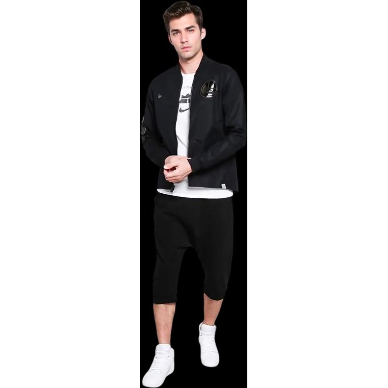 Nike NBA Golden State Warriors Solid Lettering & Numbers Stand Collar Zip Jacket Men Jacket Black 860801-010