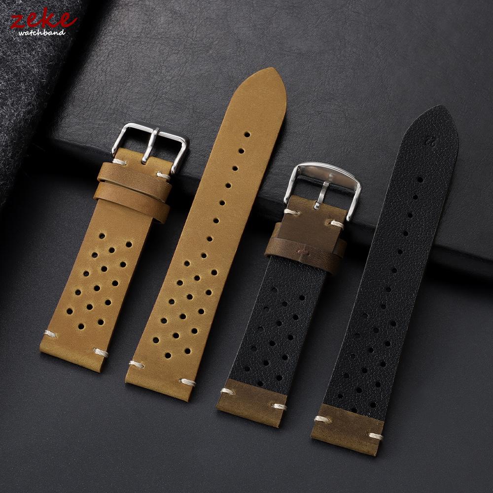 Watchband 18mm 19mm 20mm 21mm 22mm 24mm Handmade Stitching Cowhide Strap for Omega Men Perforated Breathable Wristband for Seiko