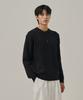 ANALOG MOOD Washable Cable Henley Neck Knit T-Shirt (Black)