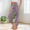 Women's Pocket Drawstring Trousers High Waist Yoga Retro Print Casual Pants