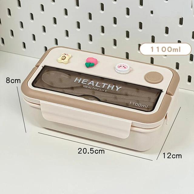 

Симпатичный ланч-бокс со столовыми приборами, пригодный для использования в микроволновой печи, бенто-бокс для пикника, кемпинга, переносной ланч-бокс для студентов и рабочих