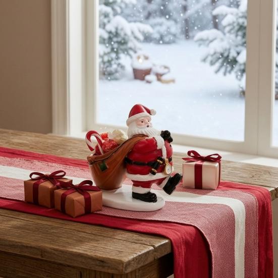 Decorative Resin Gift Holder Santa Claus Candy Bowl, Christmas Tabletop Ornament with Holiday Party Table Centerpiece Storage Slot, Creative