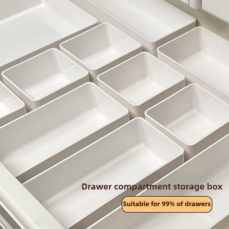 4PCS Drawer Organizers Set Clear Plastic Desk Dividers Bins Bedroom Dresser Office Storage Box for Makeup Jewelries Gadgets