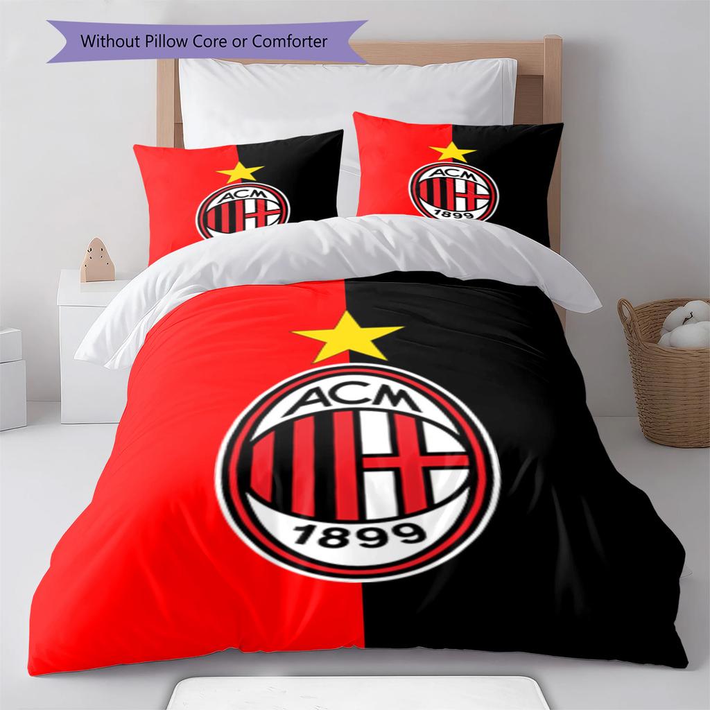 Set Biancheria da Letto con Fantasia AC Milan Copripiumino Federa Decorazione per la Casa Regalo (1 * copripiumino + 2 * federa, senza nucleo)