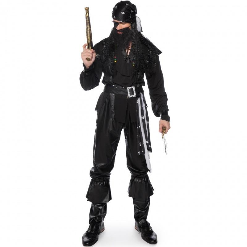 Unique Pirate Themed Costume For Men Featuring Bold Mustache And Eye Patch Design