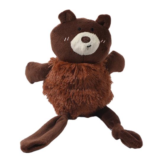 Pet Chew Toy Cartoon Animal Shape Interactive Tug-of-War Pet Toy with Pull-Out коричневый