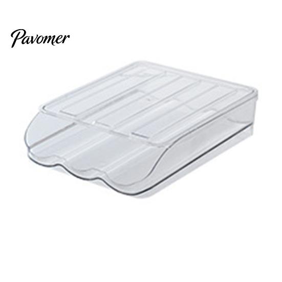 Space Saving Egg Storage Bin Stackable Box, 7 Degree Gentle Slope Design, Household Organizer for Fridge Transparent Plastic Container Refrigerator