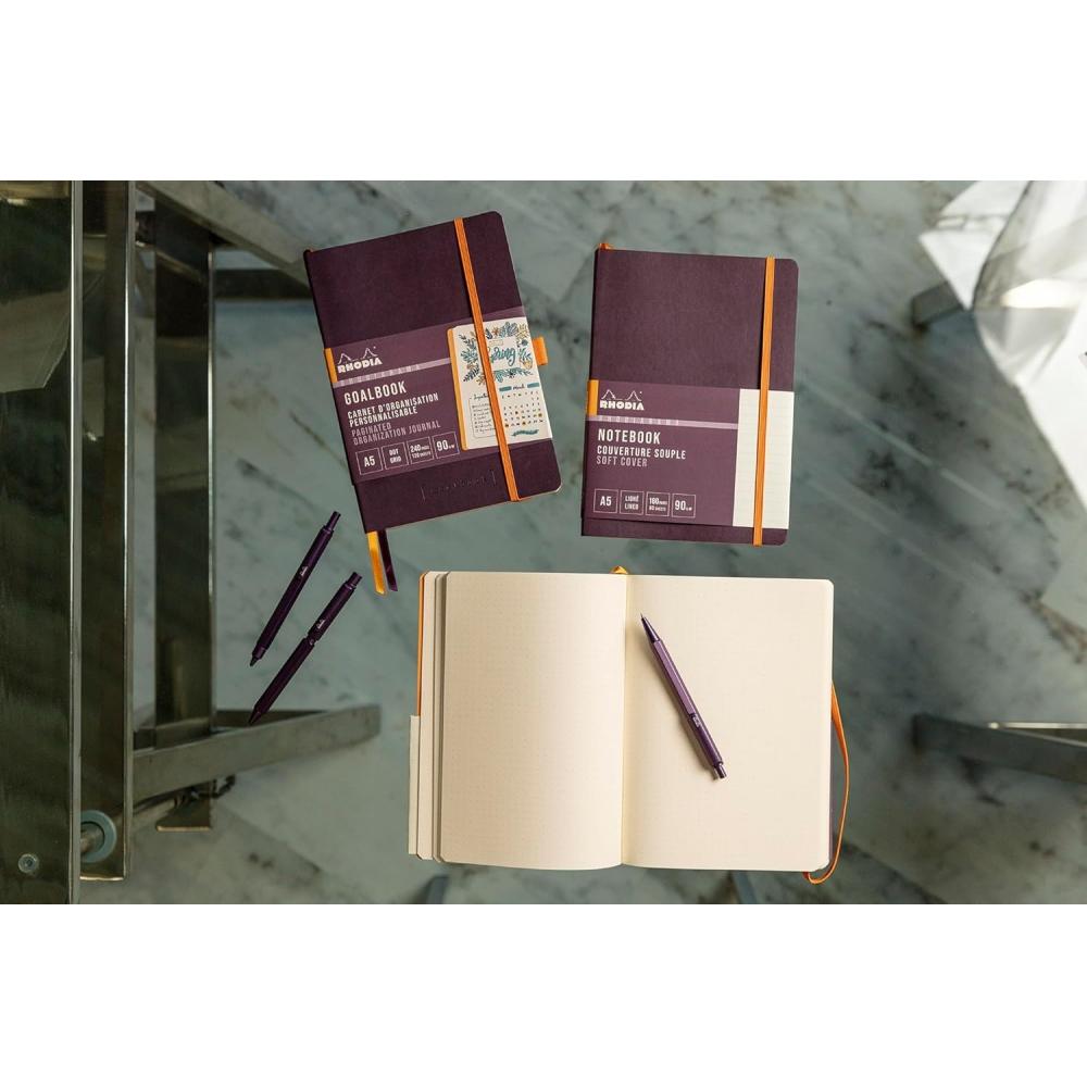 Rhodia Ballpoint Pen Script 0.7mm Hexagonal Barrel Aluminum Body Hairline Finish