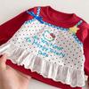 Girls' Stylish Spring 2026 Square Neck Denim Patch Dress