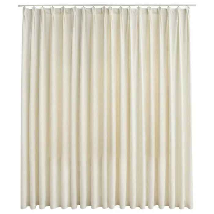 Blackout Curtain - vidaXL - Cream Velvet - 290x245 Cm - Washable - Metal Hooks