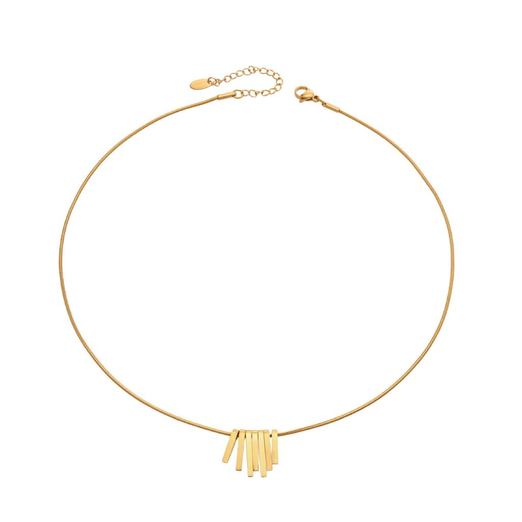 Geometric Fan Tassel Pendant Necklace in 18k Gold Plated Stainless Steel - Modern European & American Design