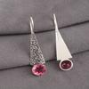 Natural Pink Tourmaline Gemstone 925 Solid Silver Jewelry Handmade Earrings 1.9" EE-165-3