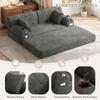 2-Sitzer Schlafsofa, Cord, Hohe Rückenlehne, Metallrahmen, Schaumstoff mit hoher Dichte, 2 Getränkehalter, 4 Seitentaschen, für Wohnzimmer und kleine Räume, Dunkelgrau