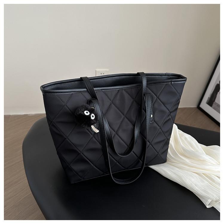 Spacious Nylon Quilted Tote Bucket Bag For Women Stylish 2024 Commuter And Casual Use