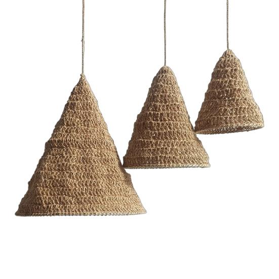 Hemp Rope Lampshade Tapered Woven Pendant Light Shades Rustic Boho Hand-woven Lamp Cover