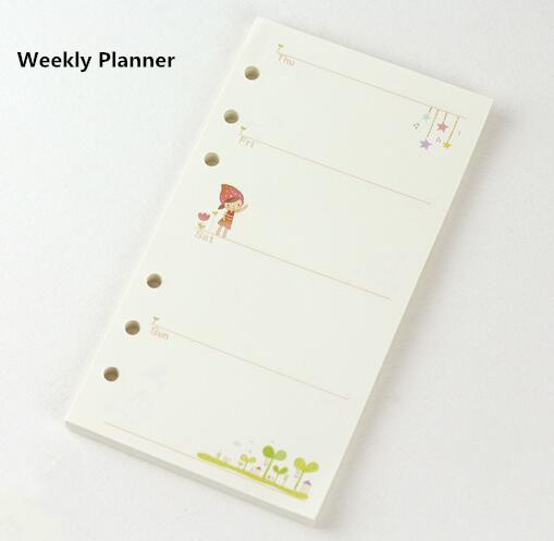 40Sheet Black A5 A6 6-hole Loose-leaf Refill Inner Page Colored Inner Pagel Line Grid Blank Weekly Inside Paper Stationery
