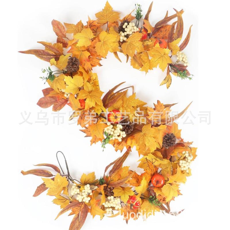 Harvest Wreath With Pumpkins Berries Vine Circle Halloween Thanksgiving Door Decor