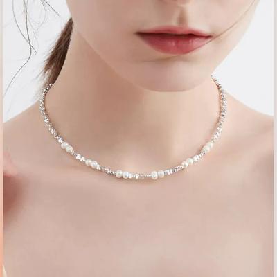 A Few Taels of Broken Silver, Freshwater Pearl Necklace, Light Luxury Neck Chain, Broken Silver Collarbone Chain, Sweater Chain.